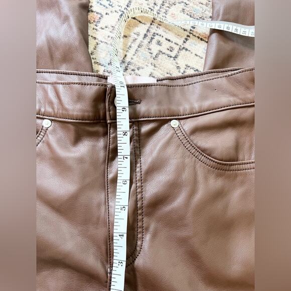 Revive revolve brown faux leather 909 High Street pants straight flare  fall - Picture 12 of 15